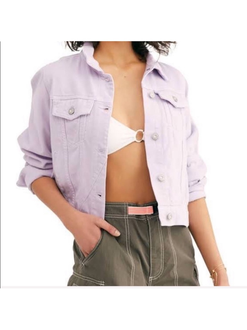 💜🦄 New Free People Lilac Denim Jean Jacket